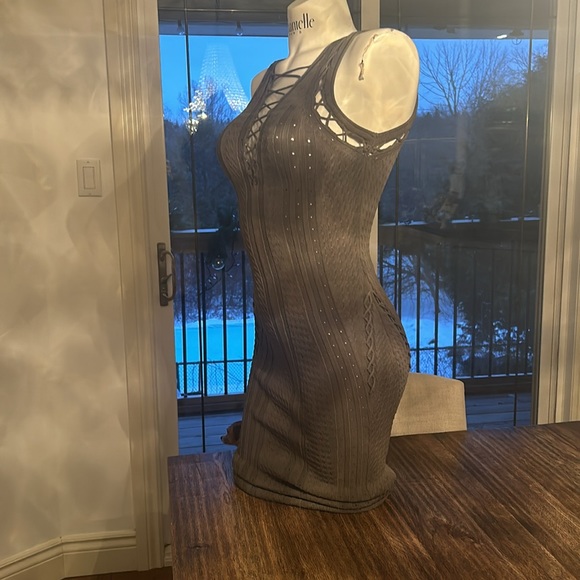 RONNY KOBO green knit v neck green dress bodycon medium - Picture 10 of 11